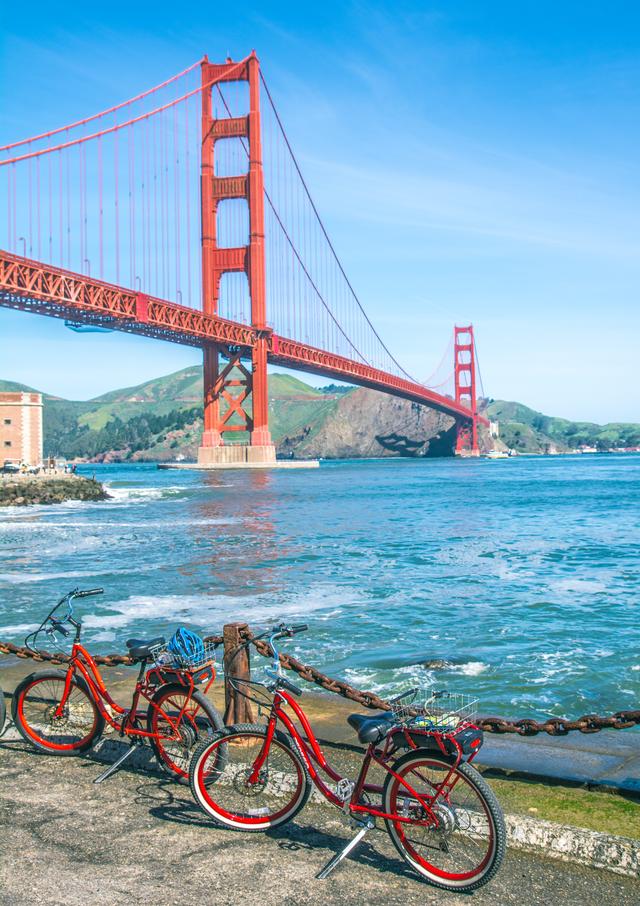 Biking along the Golden Gate Bridge
